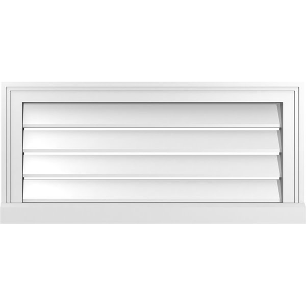 Ekena Millwork Vertical Surface Mount PVC Gable Vent: Functional, w/ 2"W x 2"P Brickmould Sill Frame, 30"W x 14"H GVPVE30X1403SF